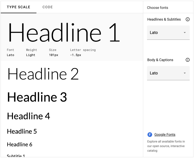 Different font sizes taken from Google's Material UI.